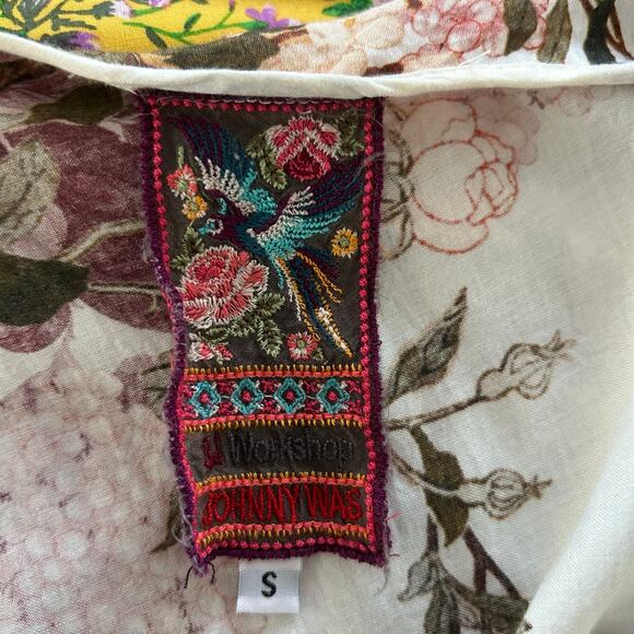 Johnny Was Women Short Sleeve Georgia Blooms Mini Dress Tunic Floral Cream Small - Picture 7 of 10